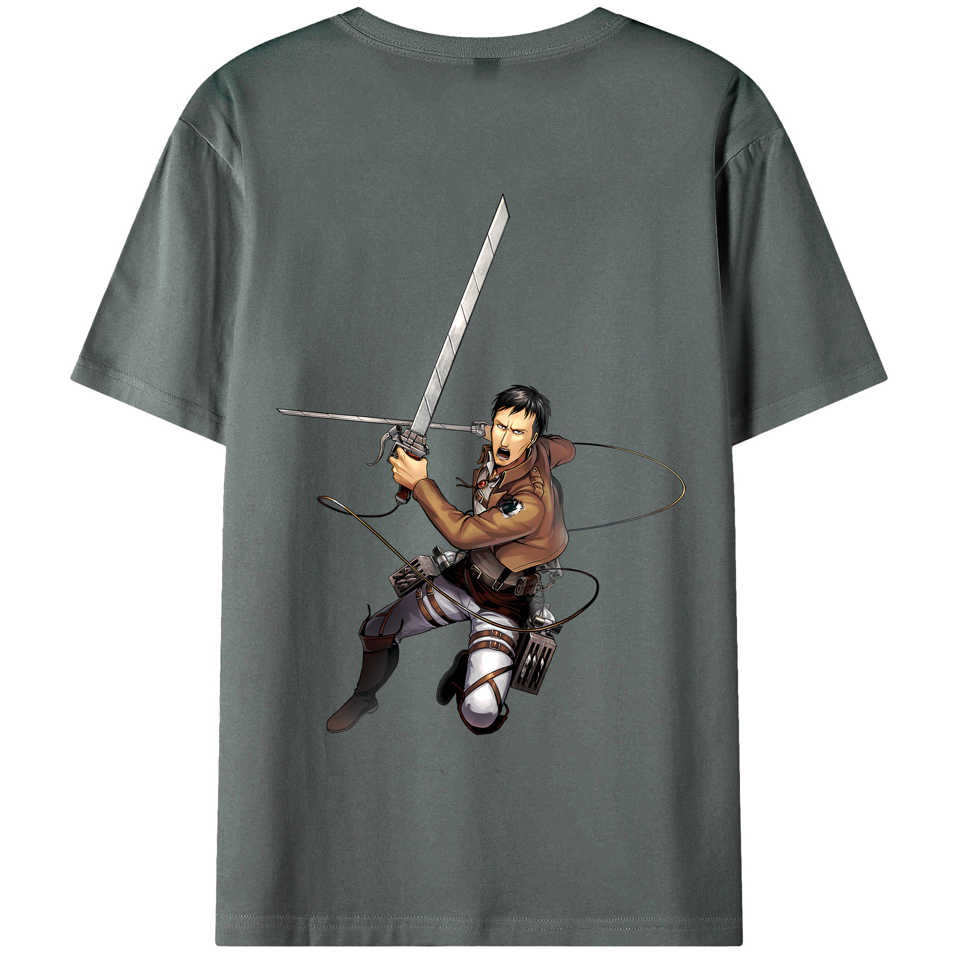 （画像用） 進撃の巨人 Attack on Titan 綿100％ メンズ半袖Tシャツ（バックプリント） 通気性